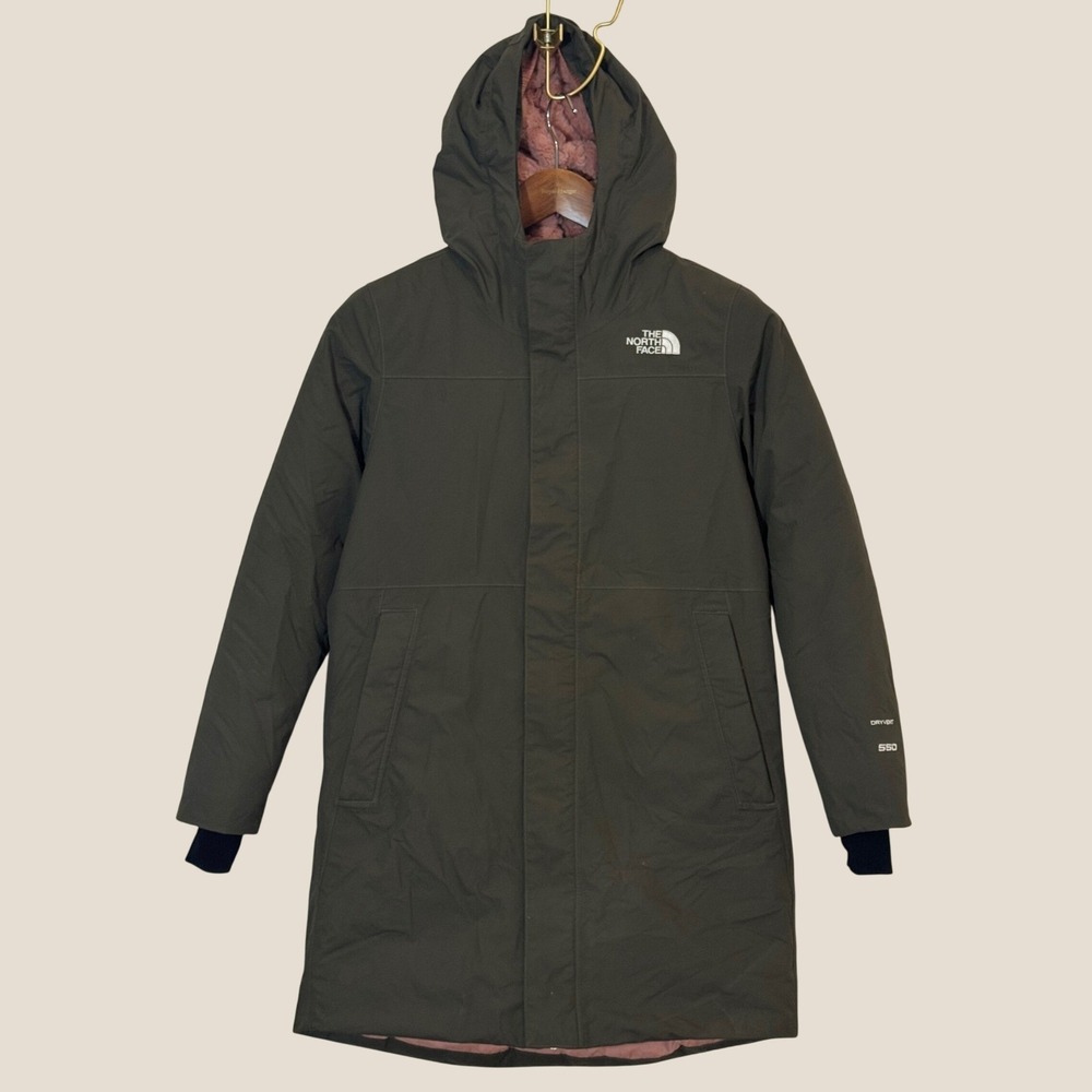 The North Face Girls Arctic Swirl Parka 550 Down DryVent Green L 14/16 - Picture 2 of 14